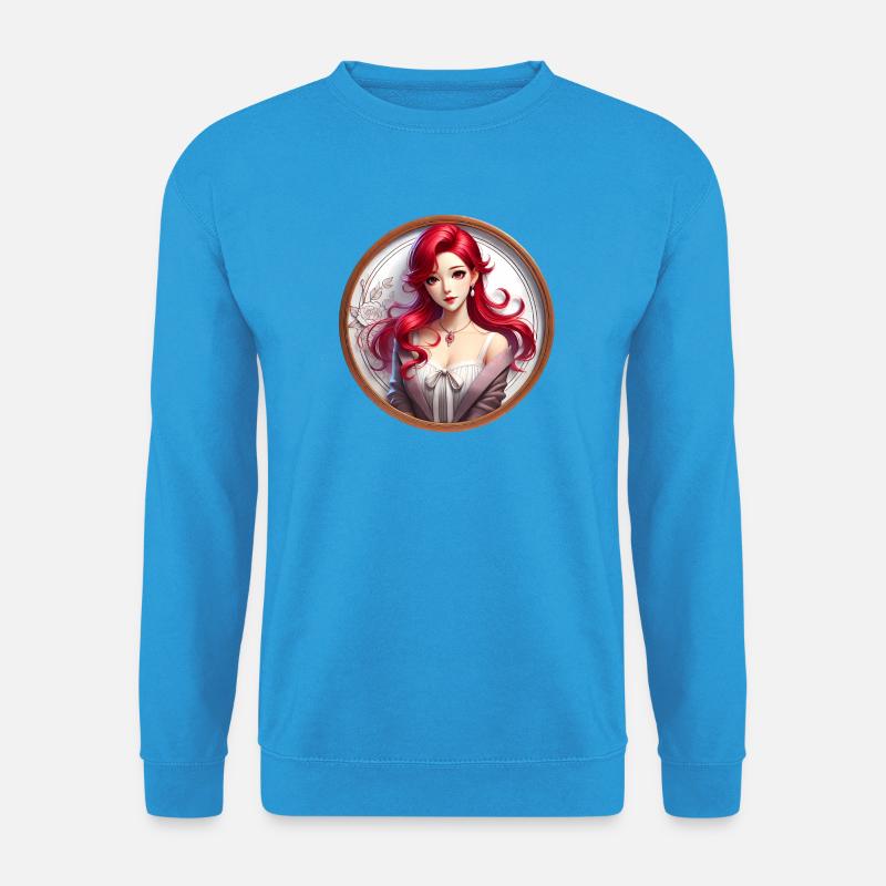 Roter Haar Glamour im Rundbild - Unisex Pullover - Meeresblau