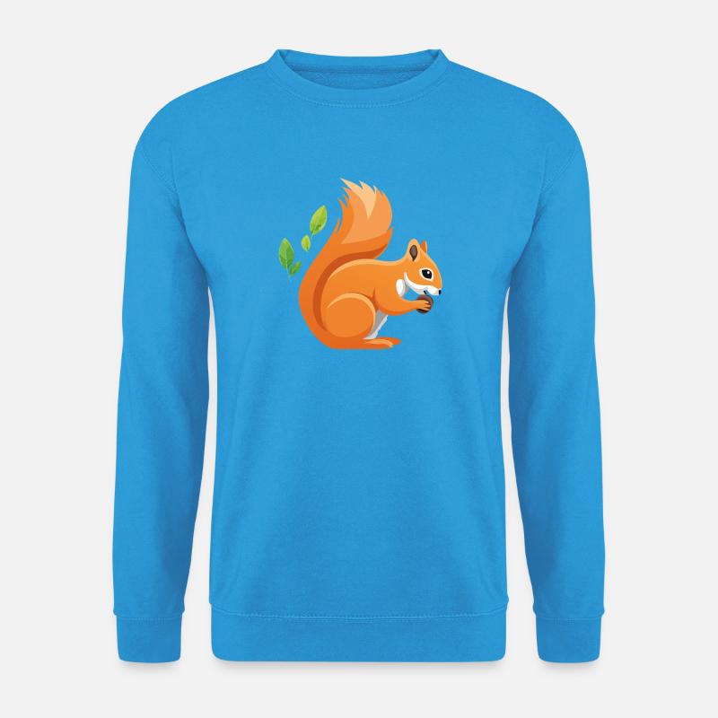 Verspielter Eichhörnchen-Print mit Blättern - Unisex Pullover - Meeresblau