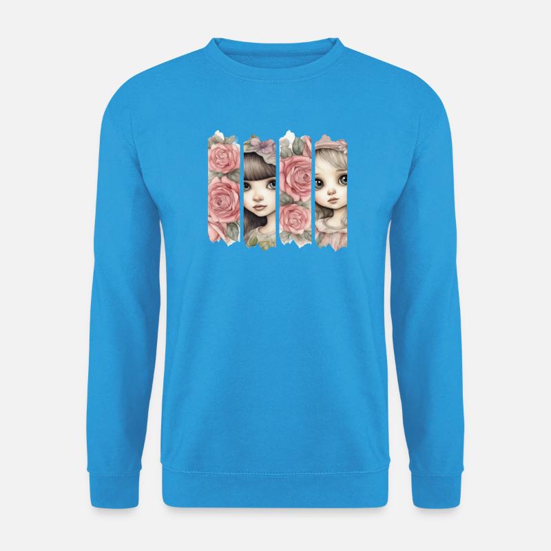 Rosenmädchen Brushdesign - Unisex Pullover - Meeresblau