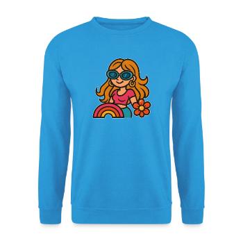 Retro Summer Girl - Flower Power Look - Unisex Sweatshirt - sea blue - Front - Alina (178cm) & Michal (187cm)