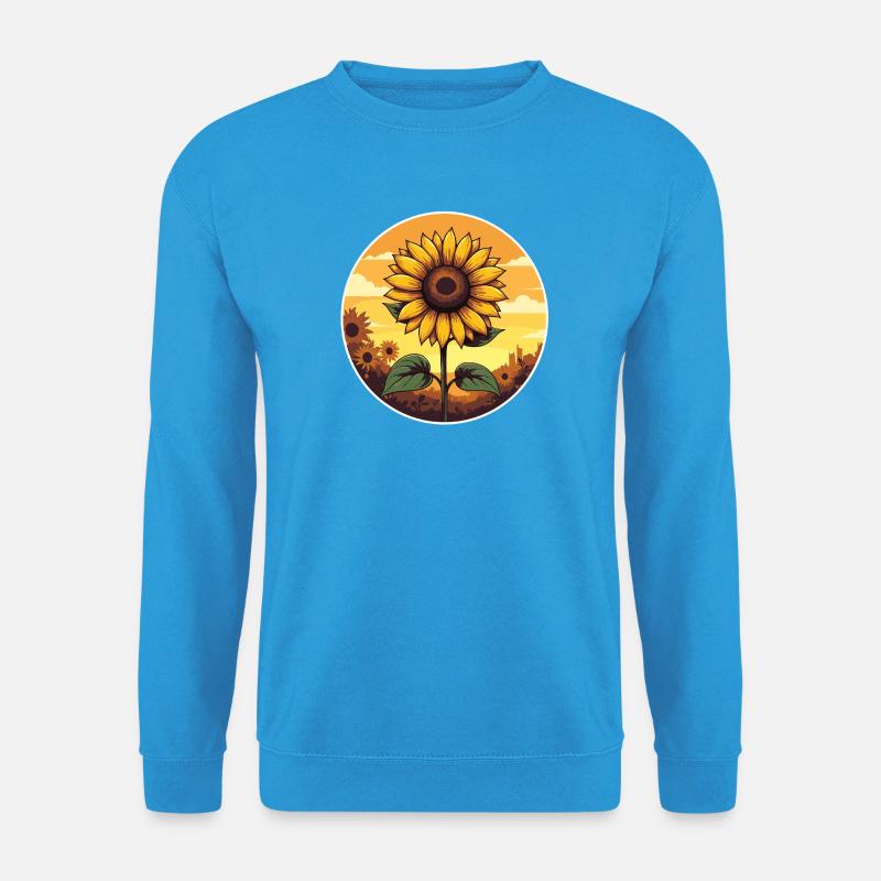 Goldene Sonnenblume Sonnenuntergang Kunst - Unisex Pullover - Meeresblau