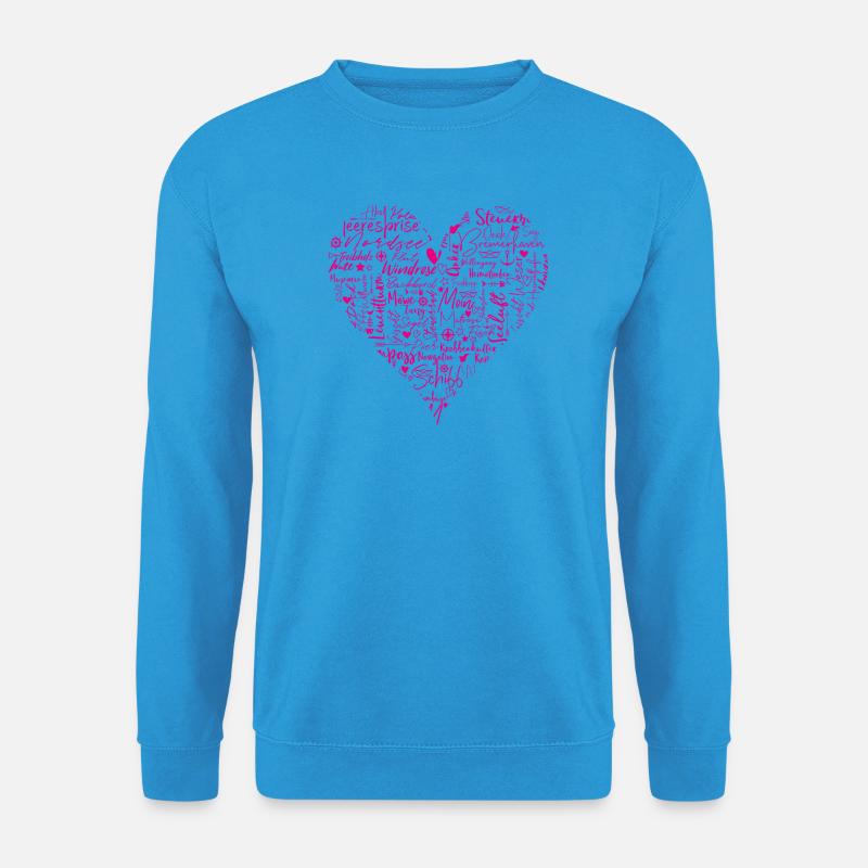 Maritimes Herz, magenta - Unisex Pullover - Meeresblau