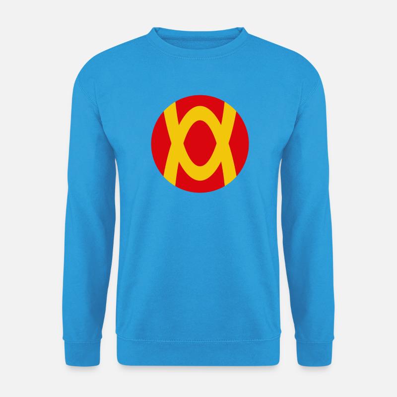 Abstraktes Farbenspiel mit Rot-Gelb Kontrast - Unisex Pullover - Meeresblau