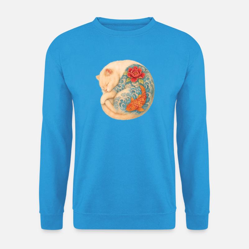 Yakuza Cat – Friedliche Kraft in Tinte - Unisex Pullover - Meeresblau