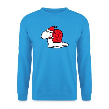 Escargot Père Noël Noël Chapeau Cadeau - Sweat-shirt Unisexe - bleu mer - Devant - Alina (178cm) & Michal (187cm)