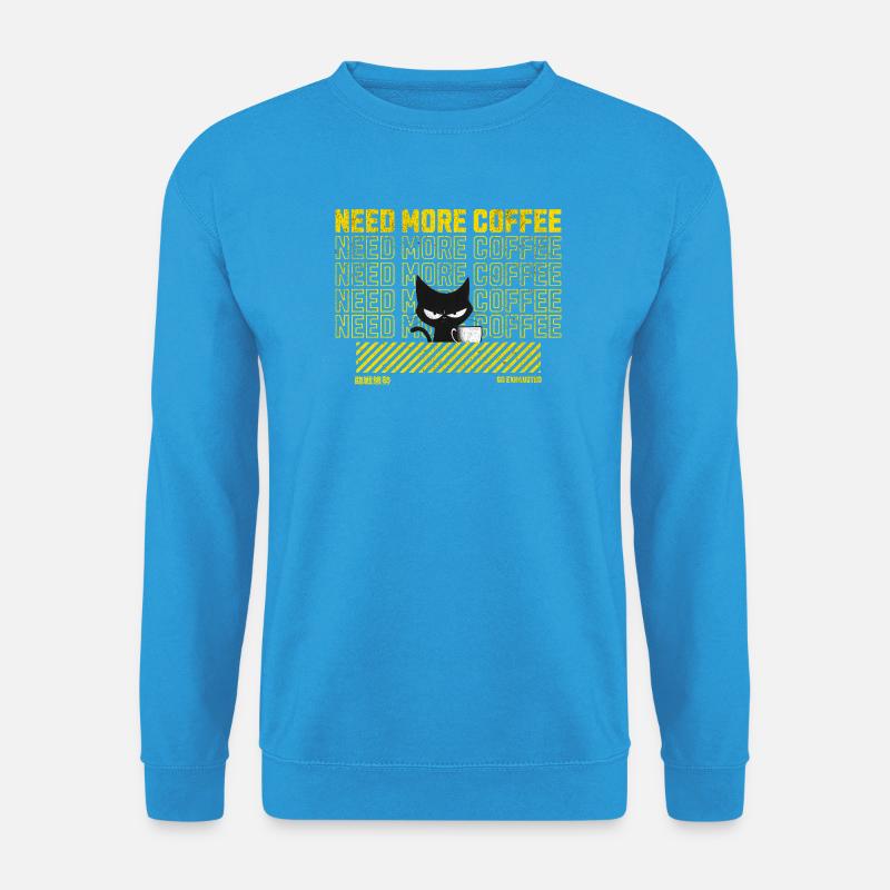 Schwarze Katze mit Kaffeetasse Illustration - Unisex Pullover - Meeresblau