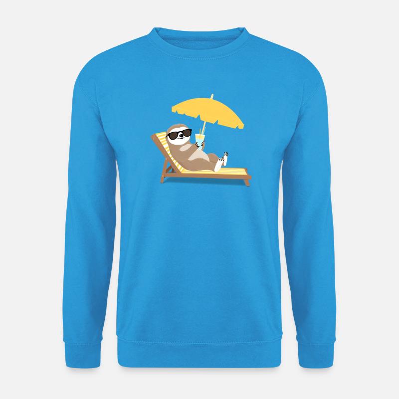 Faultier mit Sonnenbrille und Cocktail - Unisex Pullover - Meeresblau