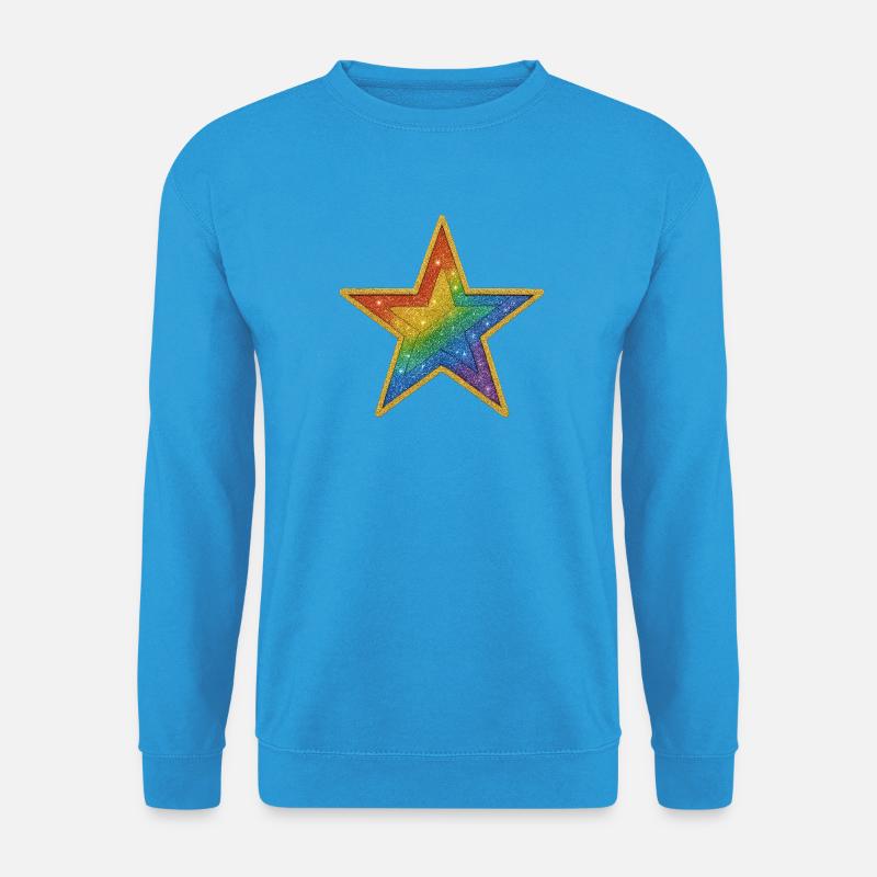 Regenbogen-Glitzer-Stern-Patch-Design - Unisex Pullover - Meeresblau