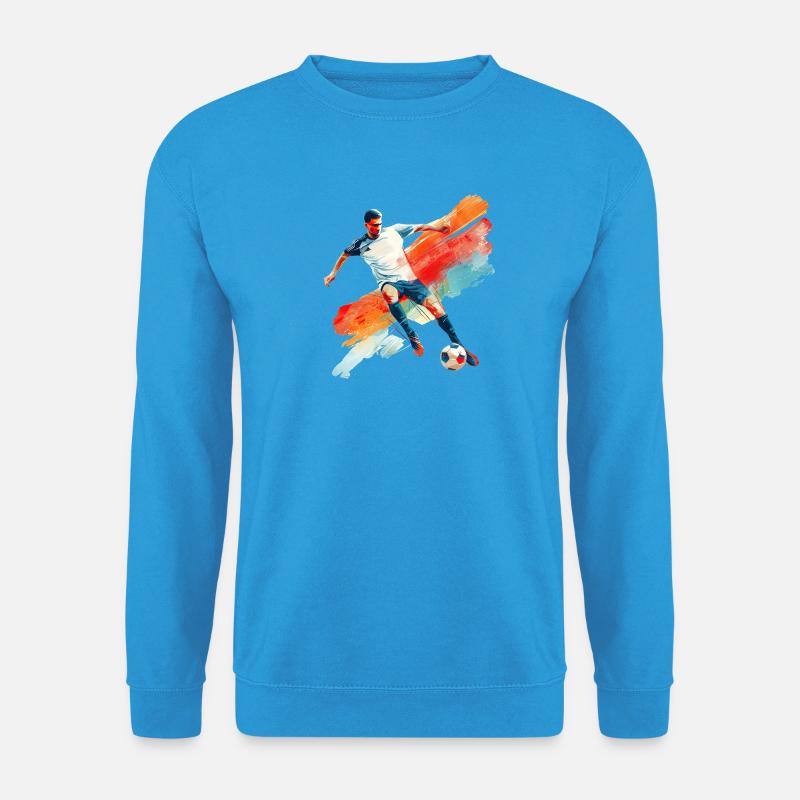 Dynamischer Fußballspieler in Bewegung - Unisex Pullover - Meeresblau