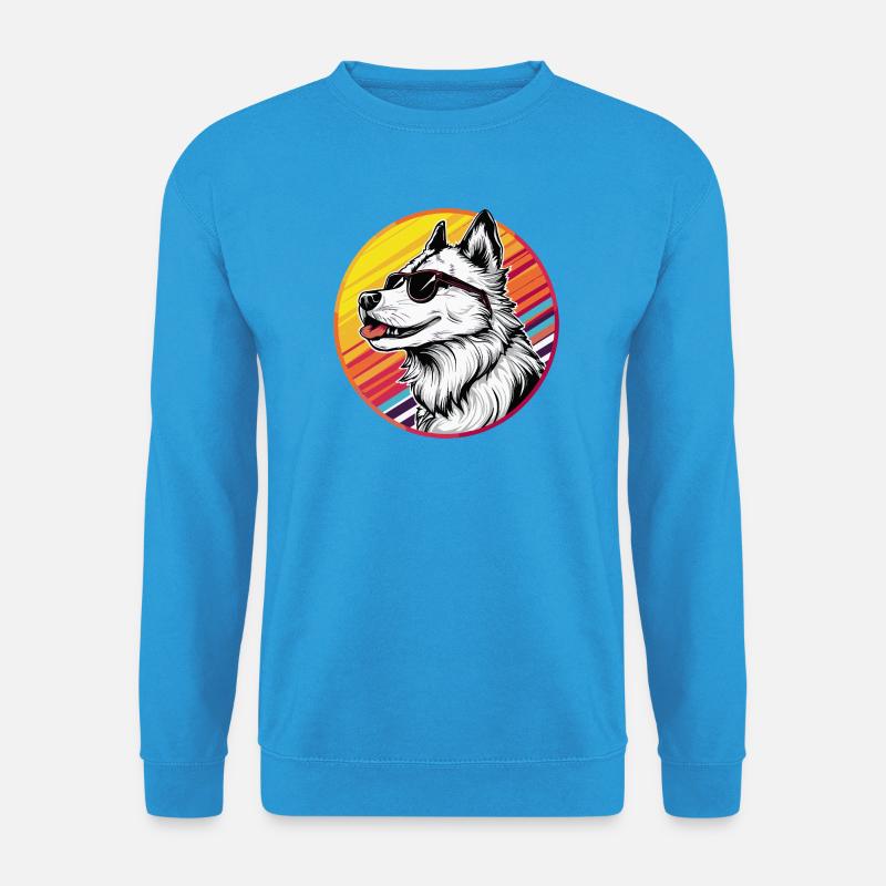 Lässiger Husky mit Sonnenbrille - Unisex Pullover - Meeresblau