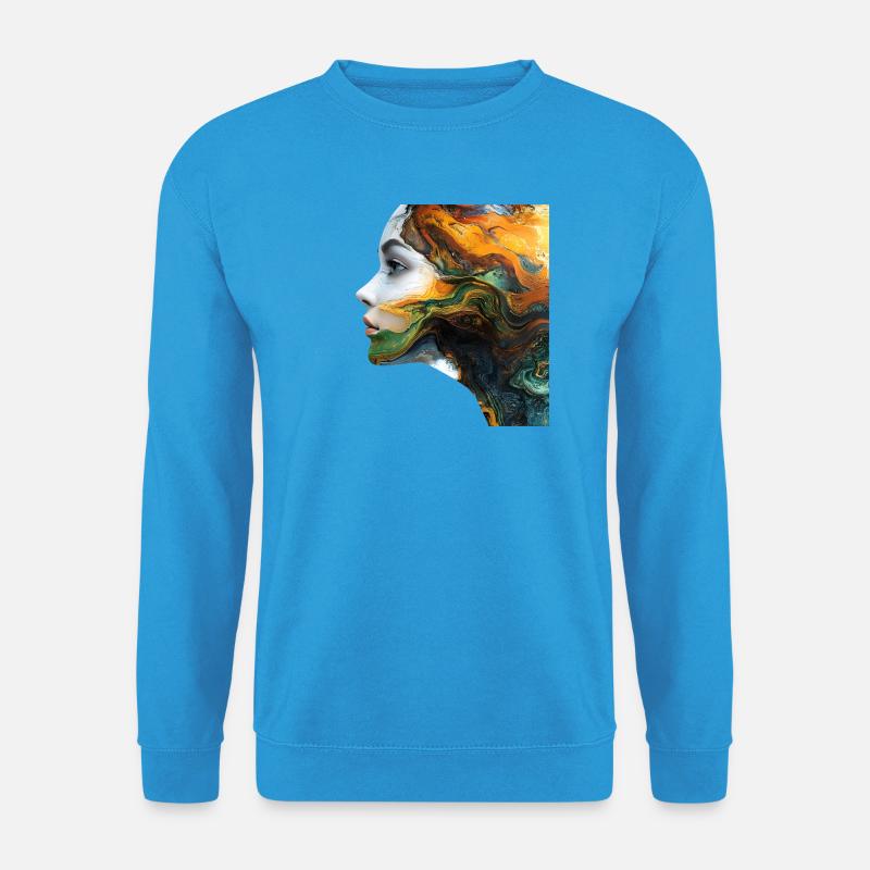 Fluidkunst Gesichtsmotiv - Unisex Pullover - Meeresblau