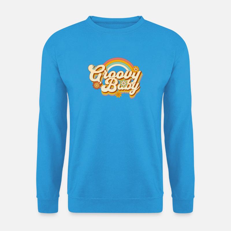 Retro Blumen-Design mit Regenbogen - Unisex Pullover - Meeresblau