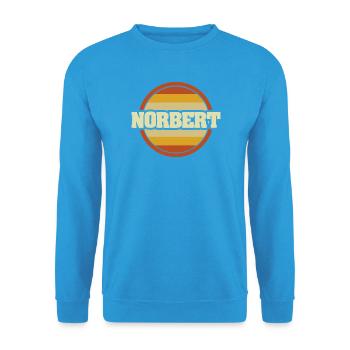 Vorname Norbert - Unisex Pullover - Meeresblau - Vorne - Alina (178cm) & Michal (187cm)