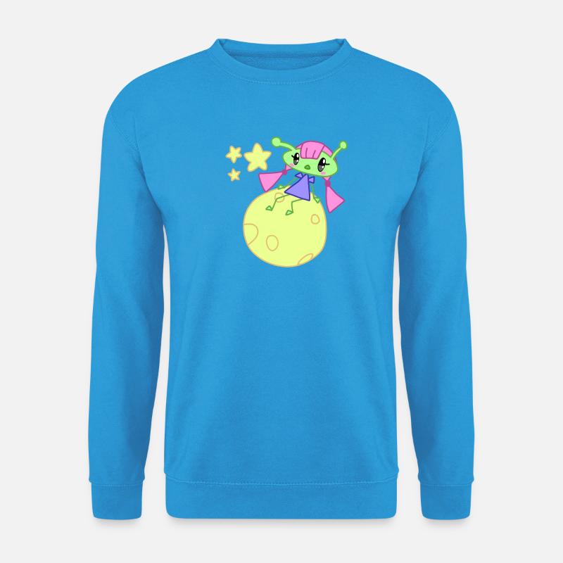 Alien auf Mond mit Sternen - Unisex Pullover - Meeresblau