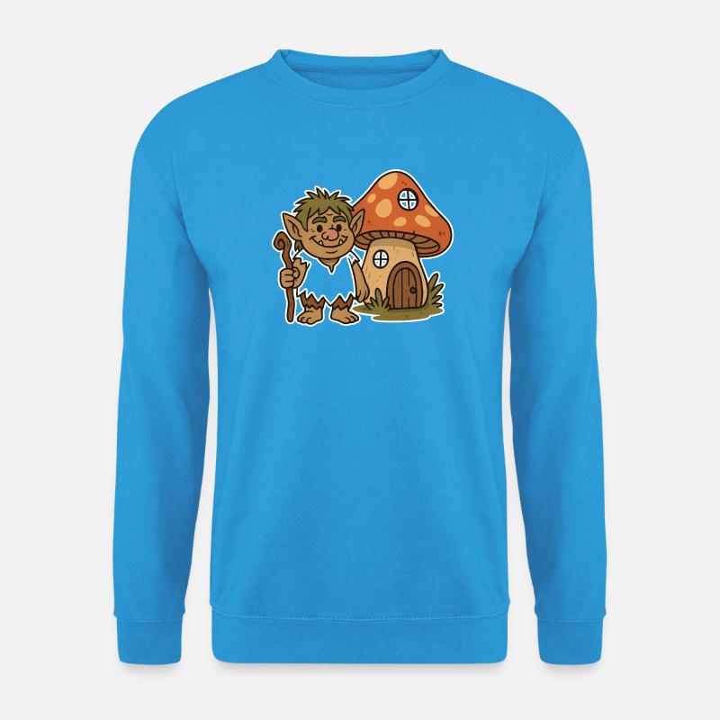 Waldtroll am Pilzhäuschen - Unisex Pullover - Meeresblau