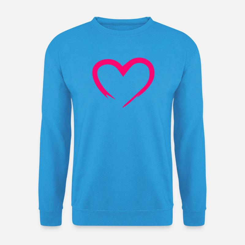 Pinkes Herz-Outline Design - Unisex Pullover - Meeresblau