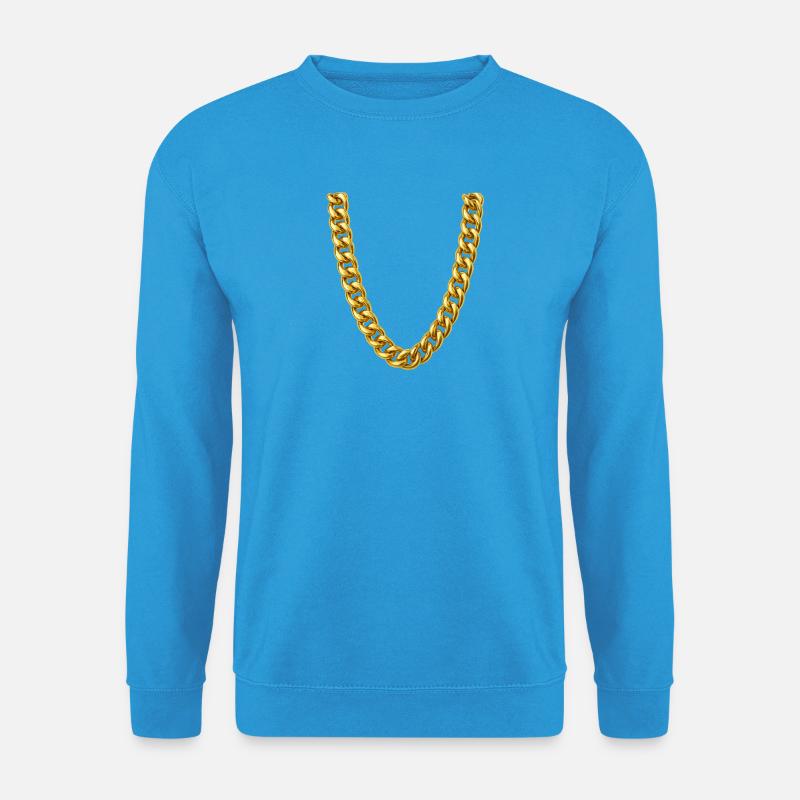 Goldene Panzerkette Halskette - Unisex Pullover - Meeresblau