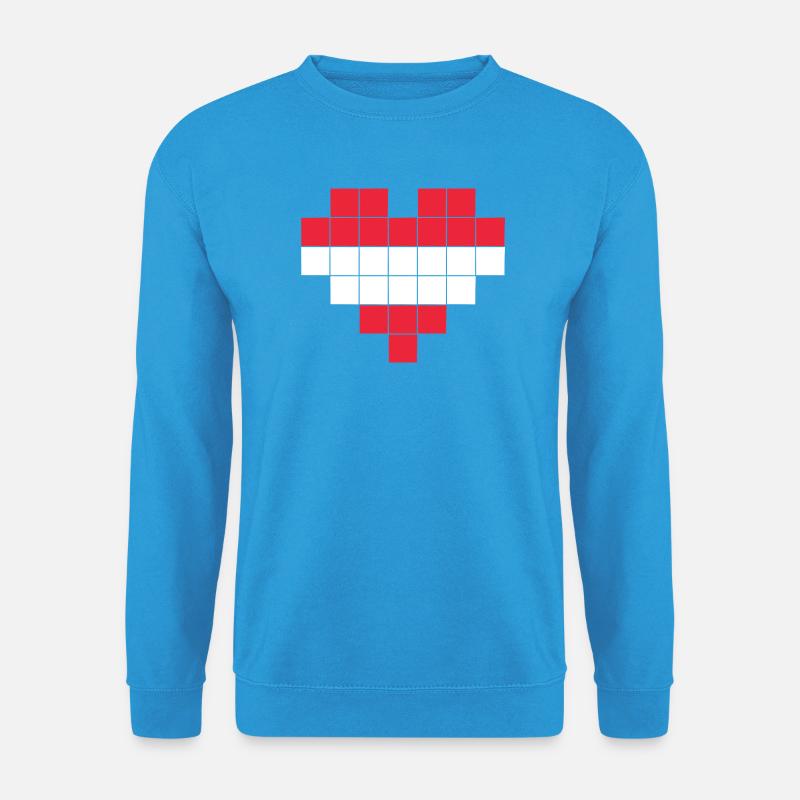 Pixel Herz Österreich Flagge - Unisex Pullover - Meeresblau