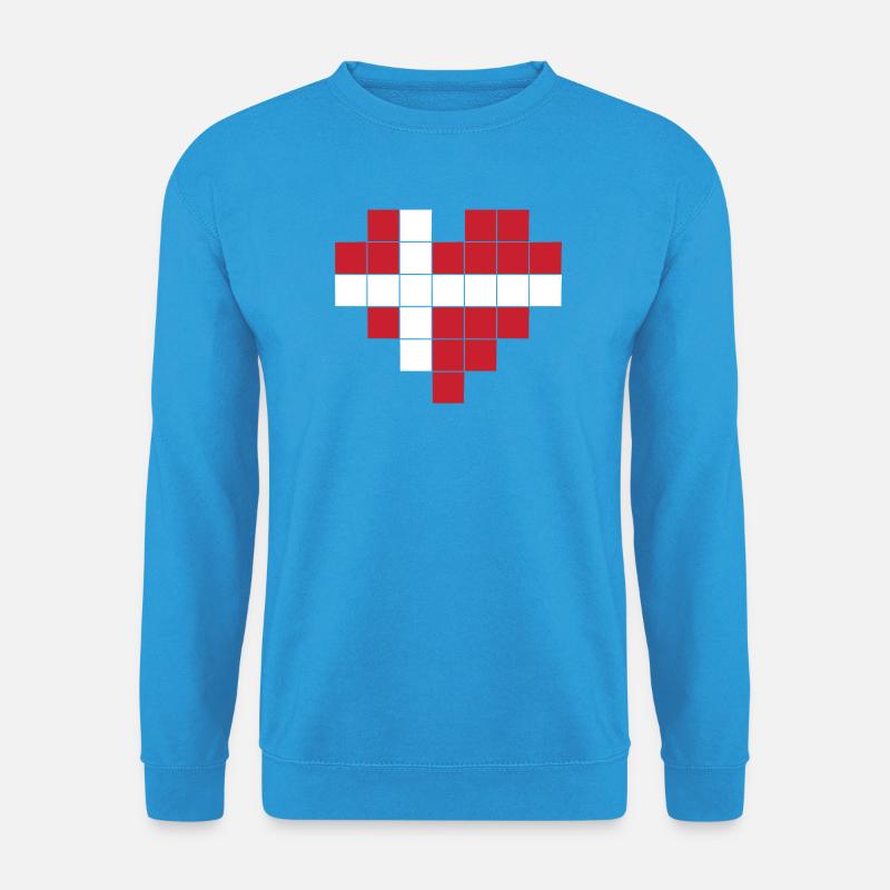 Pixel Herz Dänemark Flagge - Unisex Pullover - Meeresblau