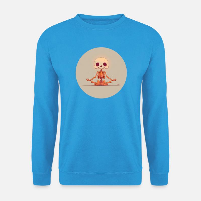 Skelett Meditationspose in Orange - Unisex Pullover - Meeresblau