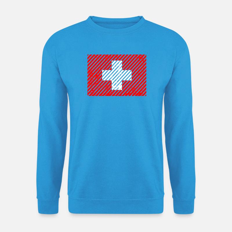  Schweizer Flagge Retro - Unisex Pullover - Meeresblau