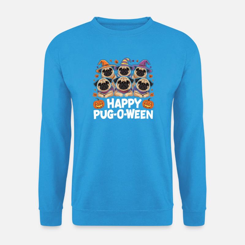 Pug-O-Ween Witch Hat Pugs - Unisex Sweatshirt - sea blue