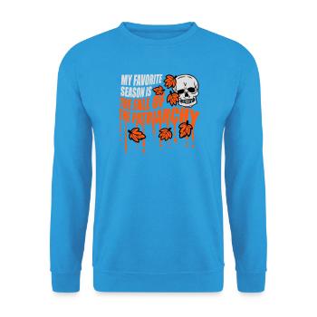 My Favorite Season Is The Fall Of The Patriarchy - Unisex Sweatshirt - sea blue - Front - Alina (178cm) & Michal (187cm)