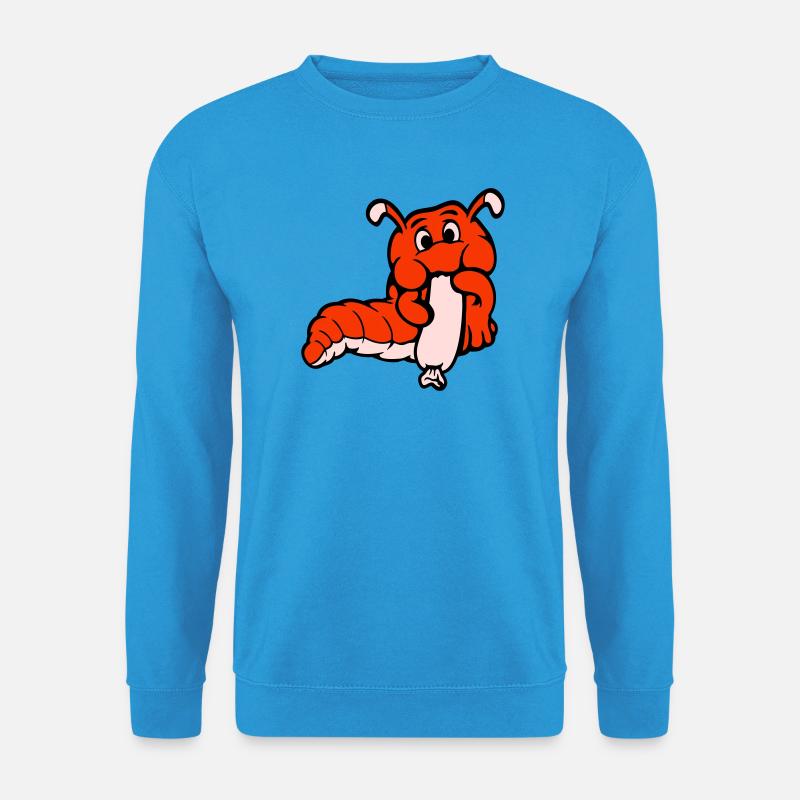 Raupe Wurm Glücklich Isst Wurst Würstchen Hot Dog - Unisex Pullover - Meeresblau
