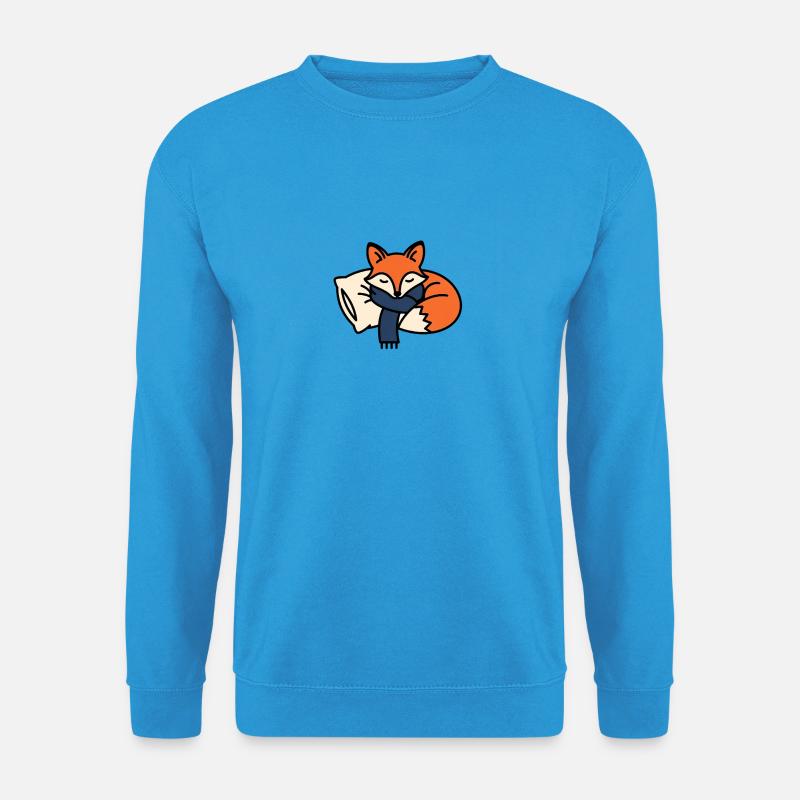Winterschlaf Fuchs mit Schal - Unisex Pullover - Meeresblau