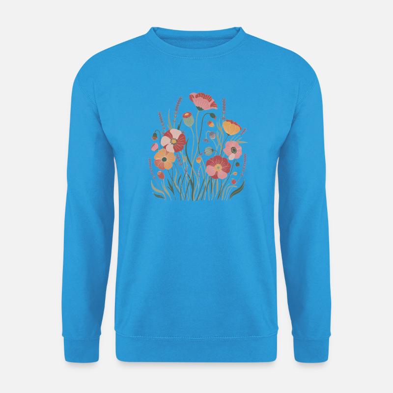 Boho Wildblumen – Blühende Harmonie - Unisex Pullover - Meeresblau
