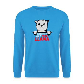 I Identify As A Probllama Cool Lama Problem Spruch - Unisex Sweatshirt - sea blue - Front - Alina (178cm) & Michal (187cm)