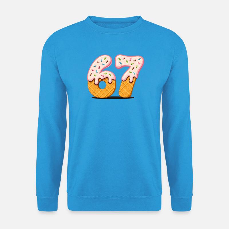 Cartoon Number 67 IceCream Cones - Unisex Pullover - Meeresblau