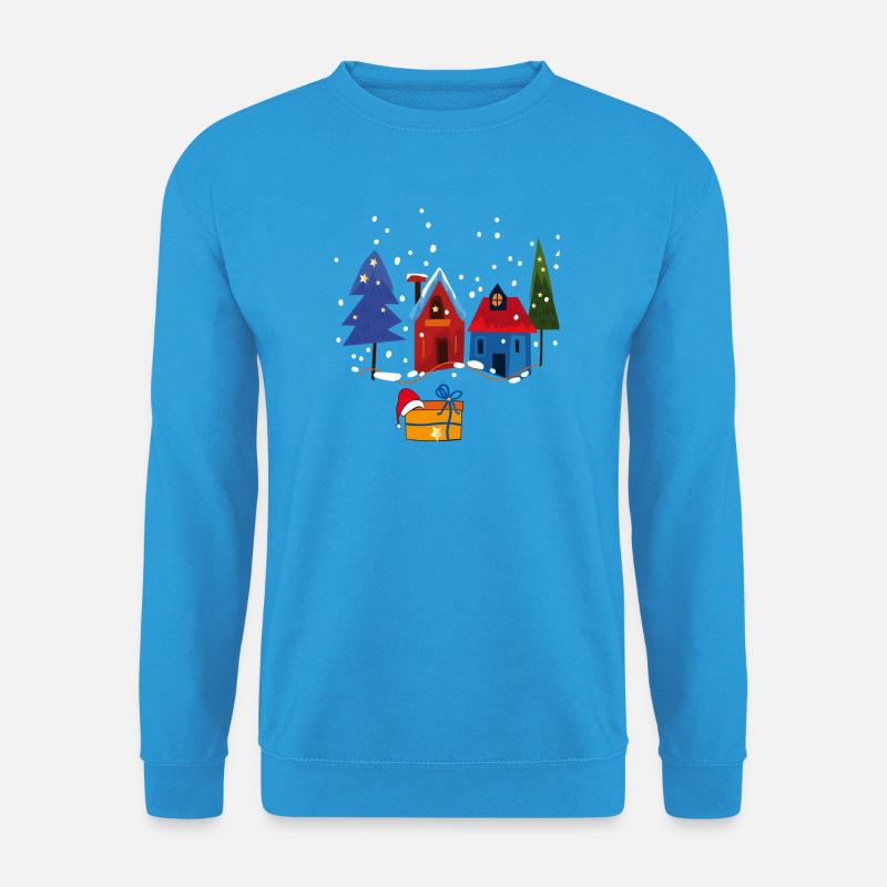 Winterliche Häuser mit Schnee - Unisex Pullover - Meeresblau