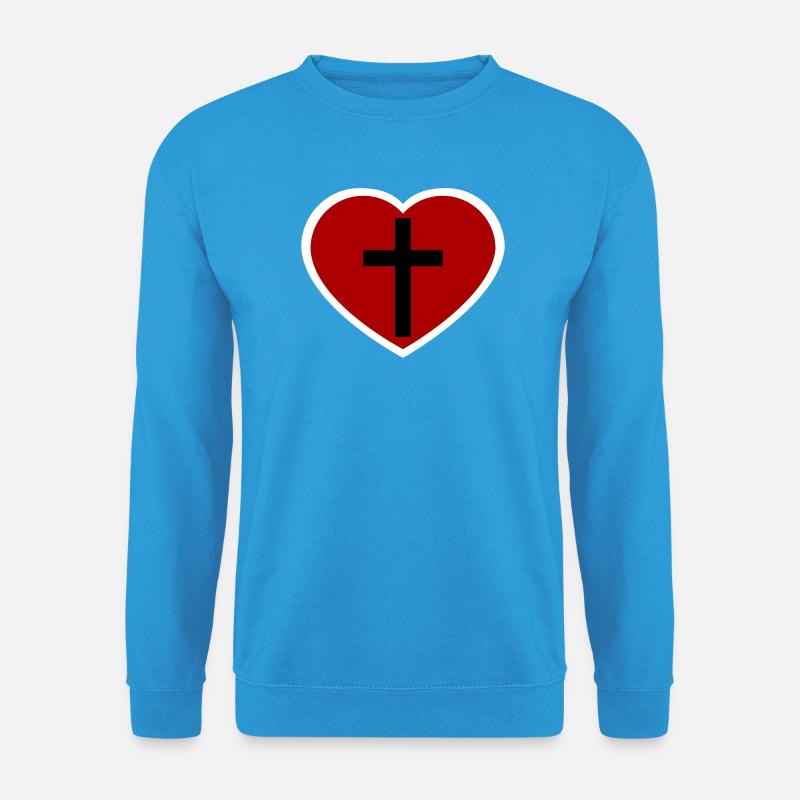 Kreuz und Herz - Unisex Pullover - Meeresblau