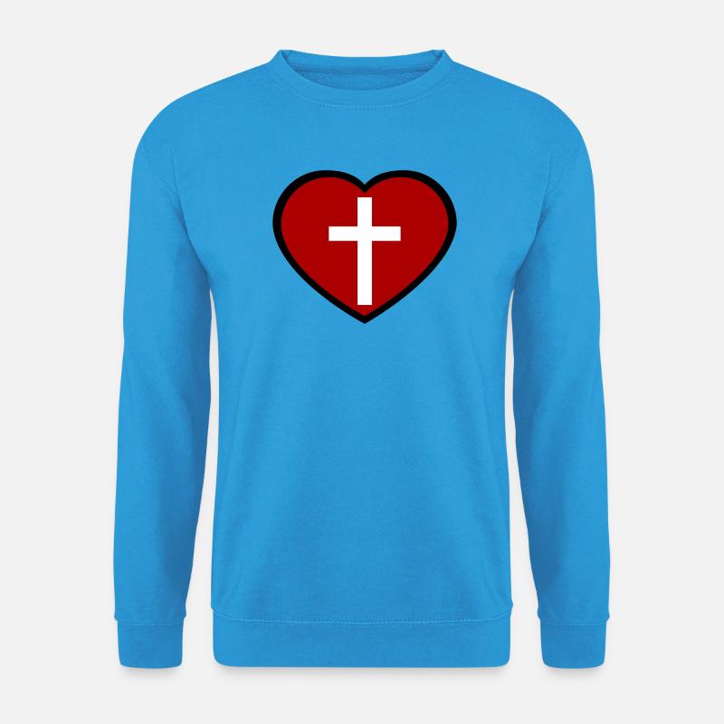 Kreuz und Herz - Unisex Pullover - Meeresblau