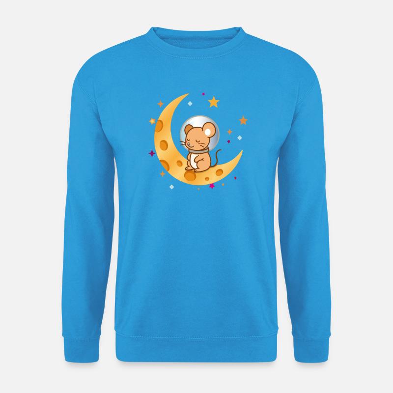 Schlafende Astronauten-Maus auf Käse-Mond - Unisex Pullover - Meeresblau