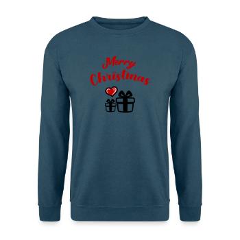 Merry Christmas - Unisex Pullover - Meeresblau - Vorne - Alina (178cm) & Michal (187cm)
