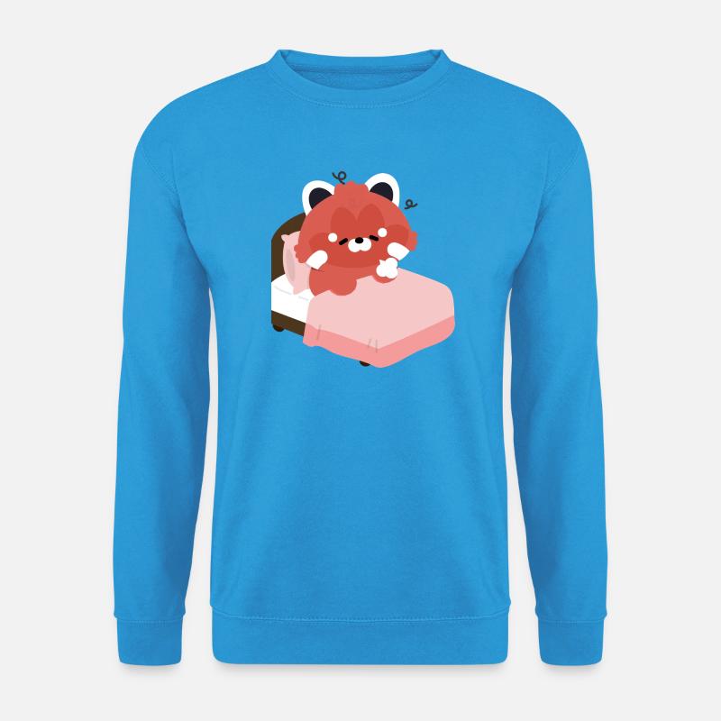 Müder Roter Panda auf dem Bett - Unisex Pullover - Meeresblau