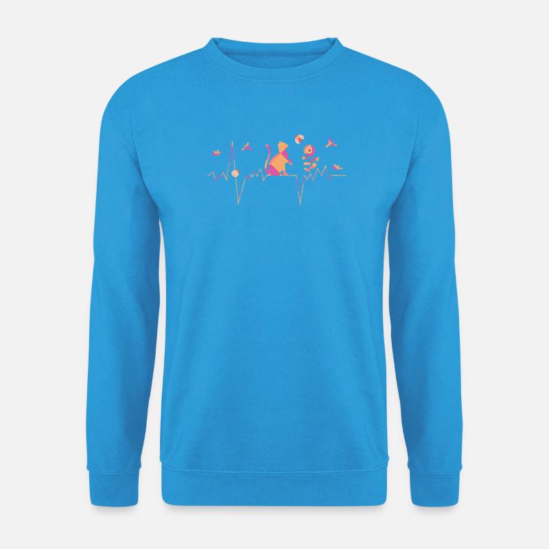 Katze - Herzschlag - Unisex Pullover - Meeresblau