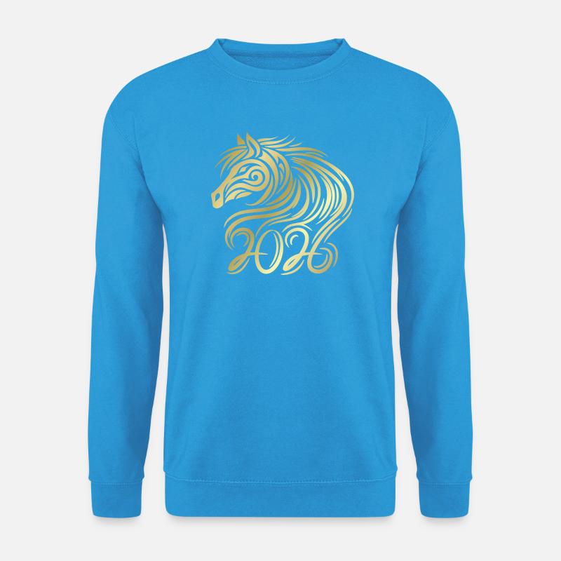 Chinesisches Neujahr des Pferdes 2026 - Unisex Pullover - Meeresblau
