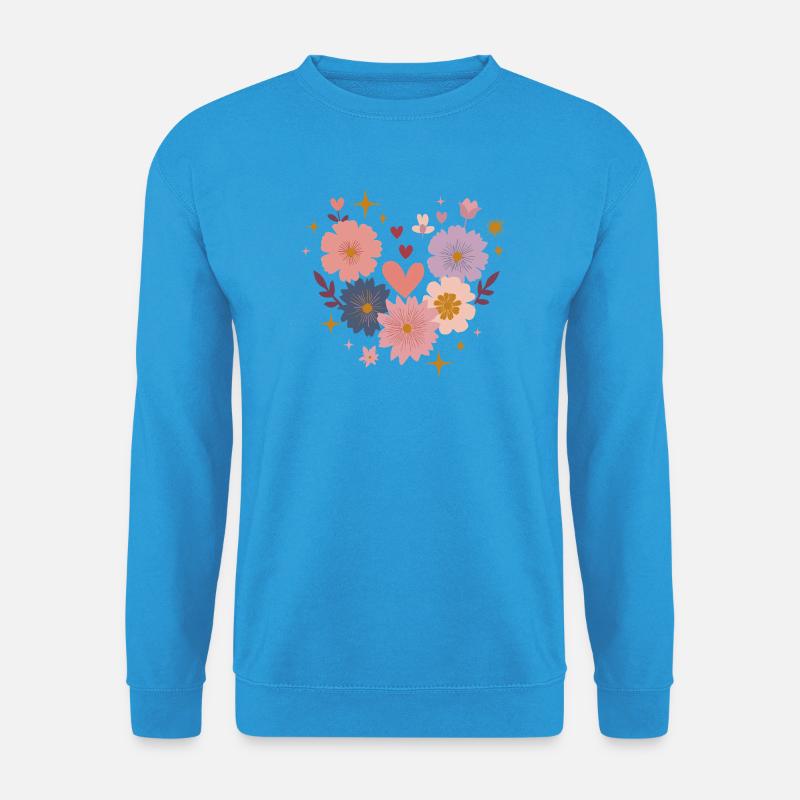 Pastellblüten Herzkreis - Unisex Pullover - Meeresblau