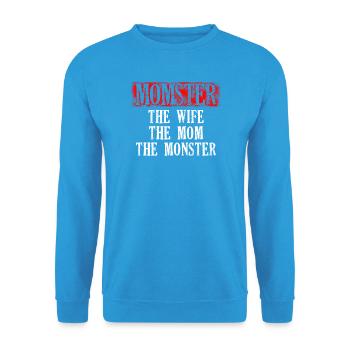 Monster The Wife The Mom Typography Design - Unisex Pullover - Meeresblau - Vorne - Alina (178cm) & Michal (187cm)