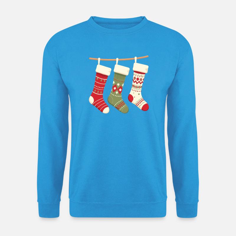 Drei Strümpfe Weihnachtsmuster - Unisex Pullover - Meeresblau