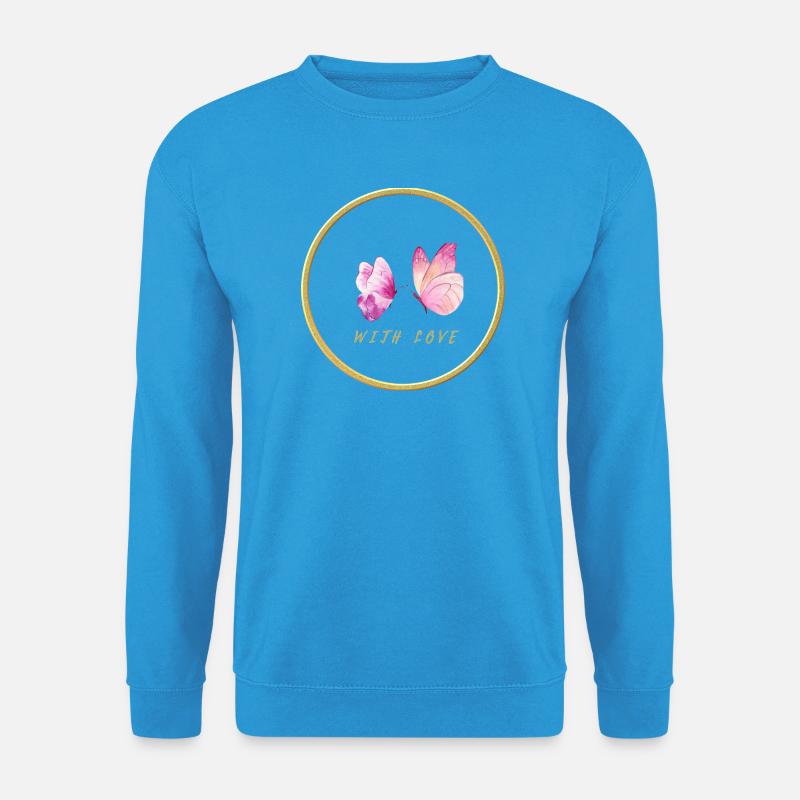 Rosa Schmetterlinge mit Liebe - with love - Unisex Pullover - Meeresblau