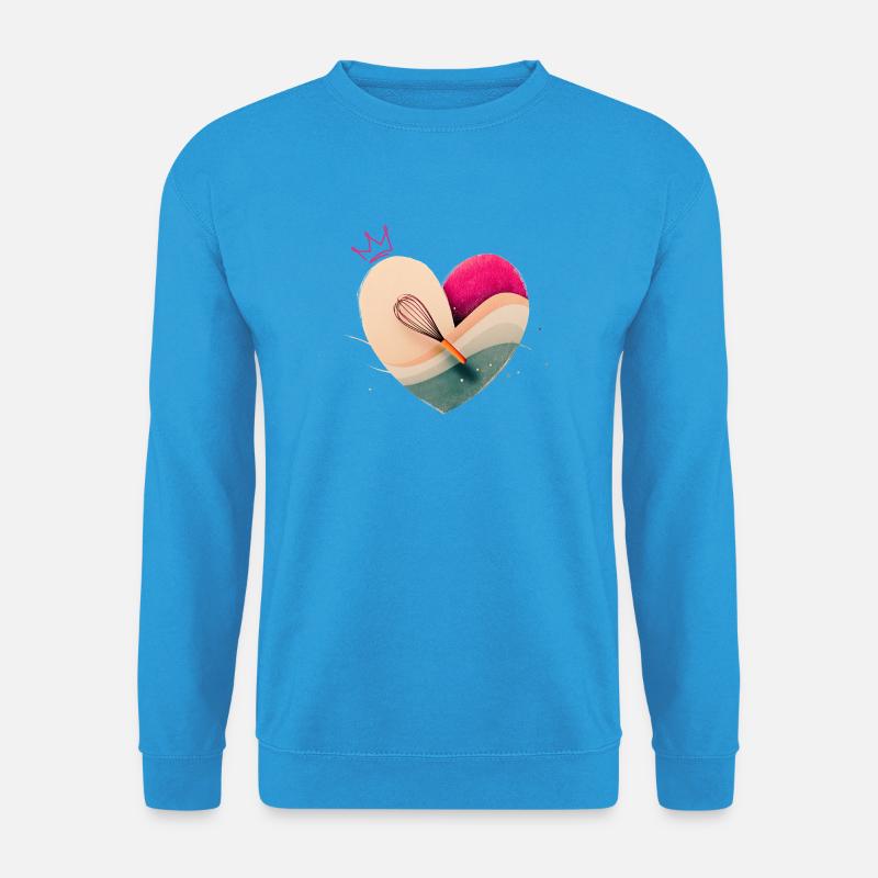 Herz mit Krone - Backen - Unisex Pullover - Meeresblau