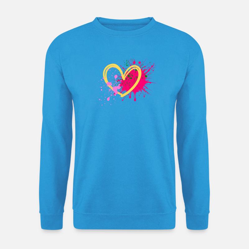 Farbherz Splatterkunst - Unisex Pullover - Meeresblau