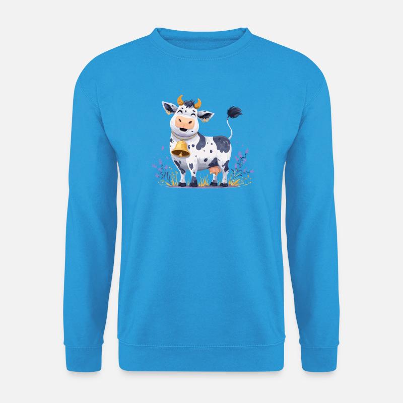 Lustige Kuh mit Glocke - Unisex Pullover - Meeresblau