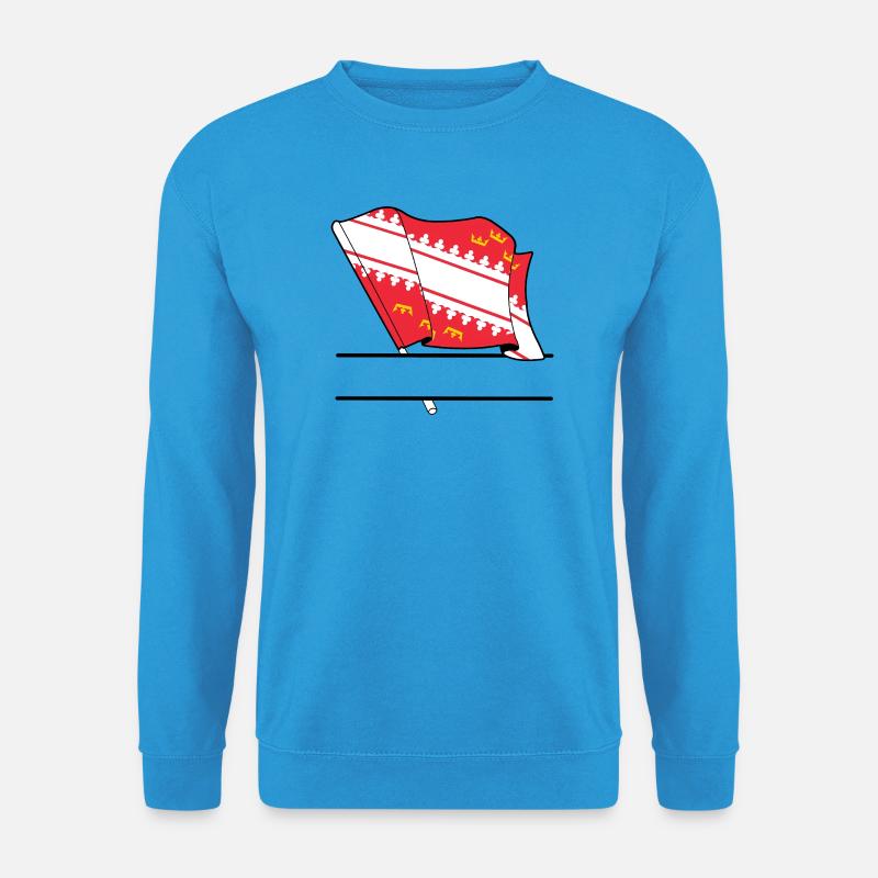 Elsass-Flagge mit Textfeld - Unisex Pullover - Meeresblau