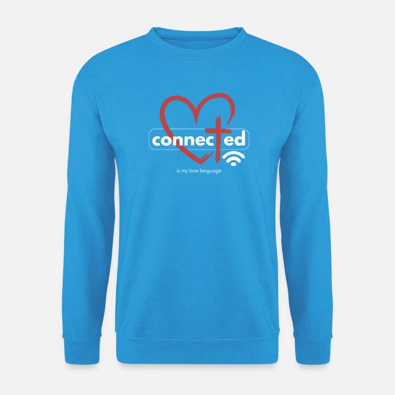 Connected mit Jesus - Herz - Kreuz - Liebe - Unisex Pullover - Meeresblau