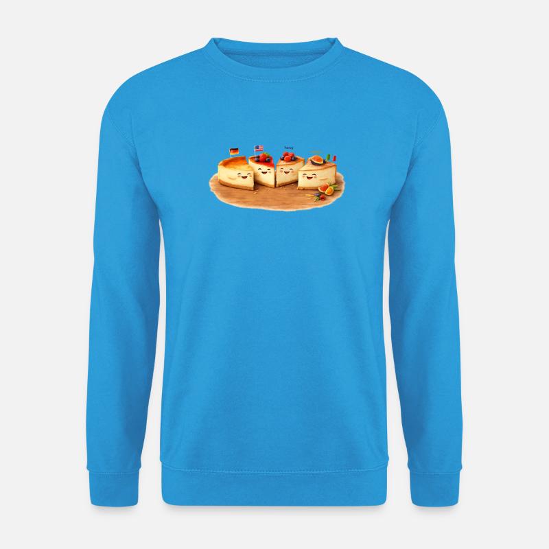 Käse Kuchenstücke mit Früchten - Unisex Pullover - Meeresblau